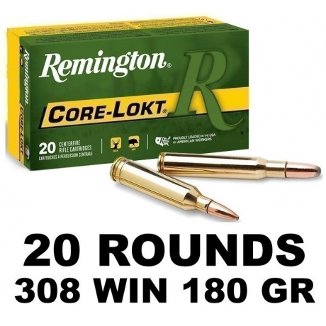 MUNICION REMINGTON C/308 WIN. CORE-LOCK PSP 180 GR.