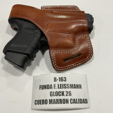 FUNDA PISTOLA F. LISSMANN PARA GLOCK 26 CUERO DE CALIDAD MARRON