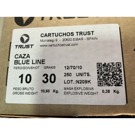 CAJON CARTUCHO CAZA TRUST CAZA-30 BLUE LINE C/.12-70-16 P10 250 UNIDADES