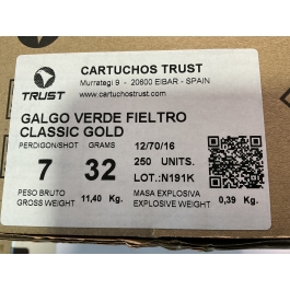 CAJON CARTUCHO CAZA TRUST GALGO VERDE C/.12-70-16 P07 250 UNIDADES