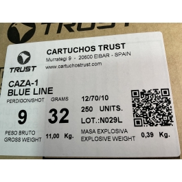 CAJON CARTUCHO CAZA TRUST CAZA-1 32 GRS BLUE LINE C/.12-70-16 P09 250 UNIDADES