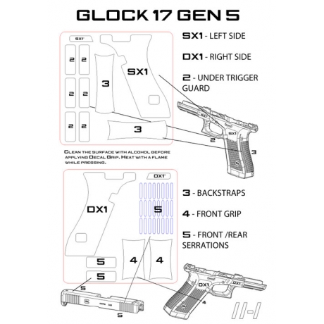 GRIP EMPUÑADURA GLOCK 17 GEN5 DECAL GRIP