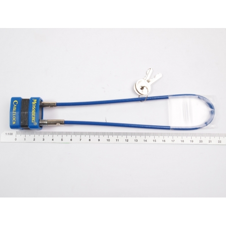 CANDADO SEGURIDAD ARMAS TIPO SIRGA 19 CM AZUL