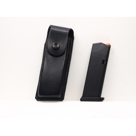 PACK CARGADOR PISTOLA GLOCK 48 - 43X CON FUNDA CUERO NEGRA ORIZONTAL